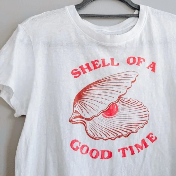 American Eagle White Graphic Shell of a Good Time Tee Size Small - Picture 3 of 7